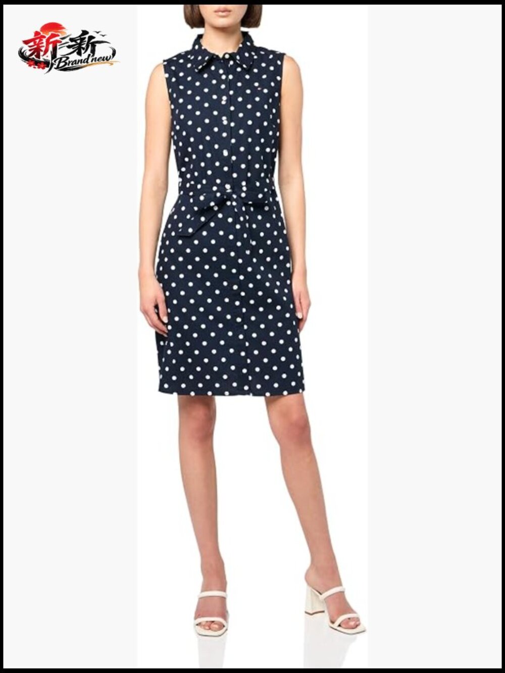 Sleeveless Collared Button Front Tie Waist Mini Shirt Dress